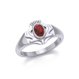 Thistle Silver Ring with Gemstone TRI1915