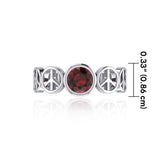 Peace Symbol Silver Band Ring With Gemstone TRI1916 - Jewelry