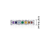 Celtic Silver Band Ring with Chakra Gemstones TRI1918 - Jewelry