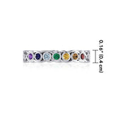 Celtic Knot Silver Band Ring with Chakra Gemstones TRI1919 - Jewelry