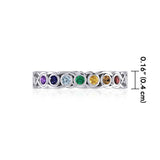 Celtic Knot Silver Band Ring with Chakra Gemstones TRI1919 - Jewelry