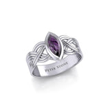 Silver Celtic Ring with Marquise Gemstone TRI1925 - Jewelry