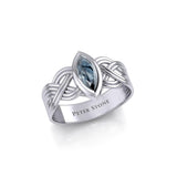 Silver Celtic Ring with Marquise Gemstone TRI1925 - Jewelry