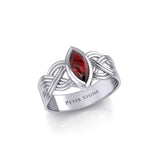 Silver Celtic Ring with Marquise Gemstone TRI1925 - Jewelry