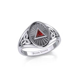Silver Celtic Trinity Knot Ring with Inlaid Recovery Symbol TRI1930 - Jewelry