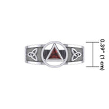 Silver Celtic Trinity Knot Ring with Inlaid Recovery Symbol TRI1931 - Jewelry