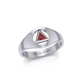 Small Silver Ring with Inlaid Recovery Symbol TRI1932 - Jewelry