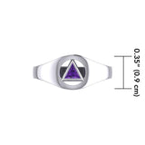 Small Silver Ring with Inlaid Recovery Symbol TRI1932 - Jewelry