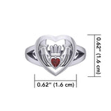 Claddagh in Heart Silver Ring with Gemstone TRI1933 - Jewelry