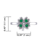 Lucky Four Leaf Clover Silver Ring with Gemstone TRI1934 - Jewelry