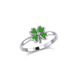 Lucky Four Leaf Clover Sterling Silver Ring with Enamel TRI1935