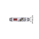 Celtic Trinity Knot Silver Rectangle Band Ring with Gemstones TRI1955 - Jewelry