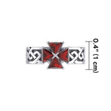 Celtic Knotwork Silver Band Ring with Cross Gemstone TRI1958 - Jewelry