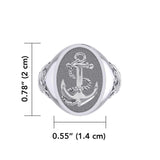 Classic Anchor Silver Signet Men Ring TRI1962 - Jewelry