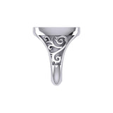 Geometric Pirate Skull Silver Signet Men Ring TRI1965 - Jewelry