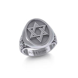 Pentacle of David Silver Signet Men Ring TRI1966