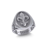 Fleur de lis Silver Signet Men Ring TRI1969 - Jewelry