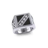 The Flag with Celtic Silver Signet Men Ring TRI1981 - Jewelry