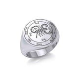Fifth Pentacle of Mars Silver Signet Men Ring TRI1988 - Jewelry