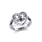 Claddagh in Heart Silver Ring with Gemstone TRI1992 - Jewelry