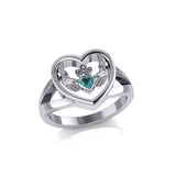 Claddagh in Heart Silver Ring with Gemstone TRI1992 - Jewelry