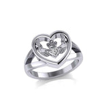 Claddagh in Heart Silver Ring with Gemstone TRI1992 - Jewelry