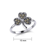 A young spring of luck and happiness Silver Celtic Shamrock Ring with Marcasite TRI2029 - Jewelry