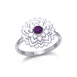 Sahasrara Crown Chakra Sterling Silver Ring with Gem TRI2089