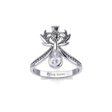 Thistle Silver Ring with Teardrop Gemstone TRI2156 - Jewelry