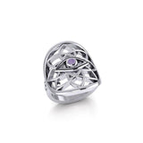 Flower of Life Eye Silver Ring with Gem TRI2168 - Jewelry