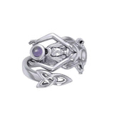 Goddess Brigid Silver Ring with Gem TRI2187