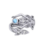 Goddess Brigid Silver Ring with Gem TRI2187