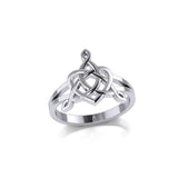 Celtic Father-Mother-Child "Family A Born For Eternity" Triquetra or Trinity Heart Silver Ring TRI2261 - Jewelry