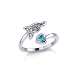 Celtic Motherhood Triquetra or Trinity Knot Silver Ring With Heart Gem TRI2264 - Jewelry