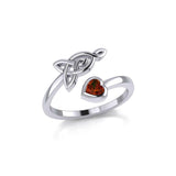 Celtic Motherhood Triquetra or Trinity Knot Silver Ring With Heart Gem TRI2264 - Jewelry