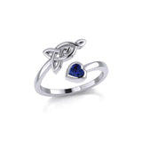 Celtic Motherhood Triquetra or Trinity Knot Silver Ring With Heart Gem TRI2264 - Jewelry
