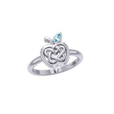 Celtic Spiritual Fruit Apple with Double Heart Silver Ring with Gemstone TRI2277 - Jewelry