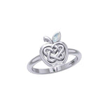 Celtic Spiritual Fruit Apple with Double Heart Silver Ring with Gemstone TRI2277 - Jewelry