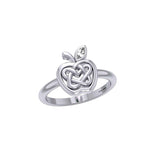 Celtic Spiritual Fruit Apple with Double Heart Silver Ring with Gemstone TRI2277 - Jewelry
