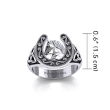 Horseshoe Equestrian Silver Ring with Celtic TRI2286 - Jewelry