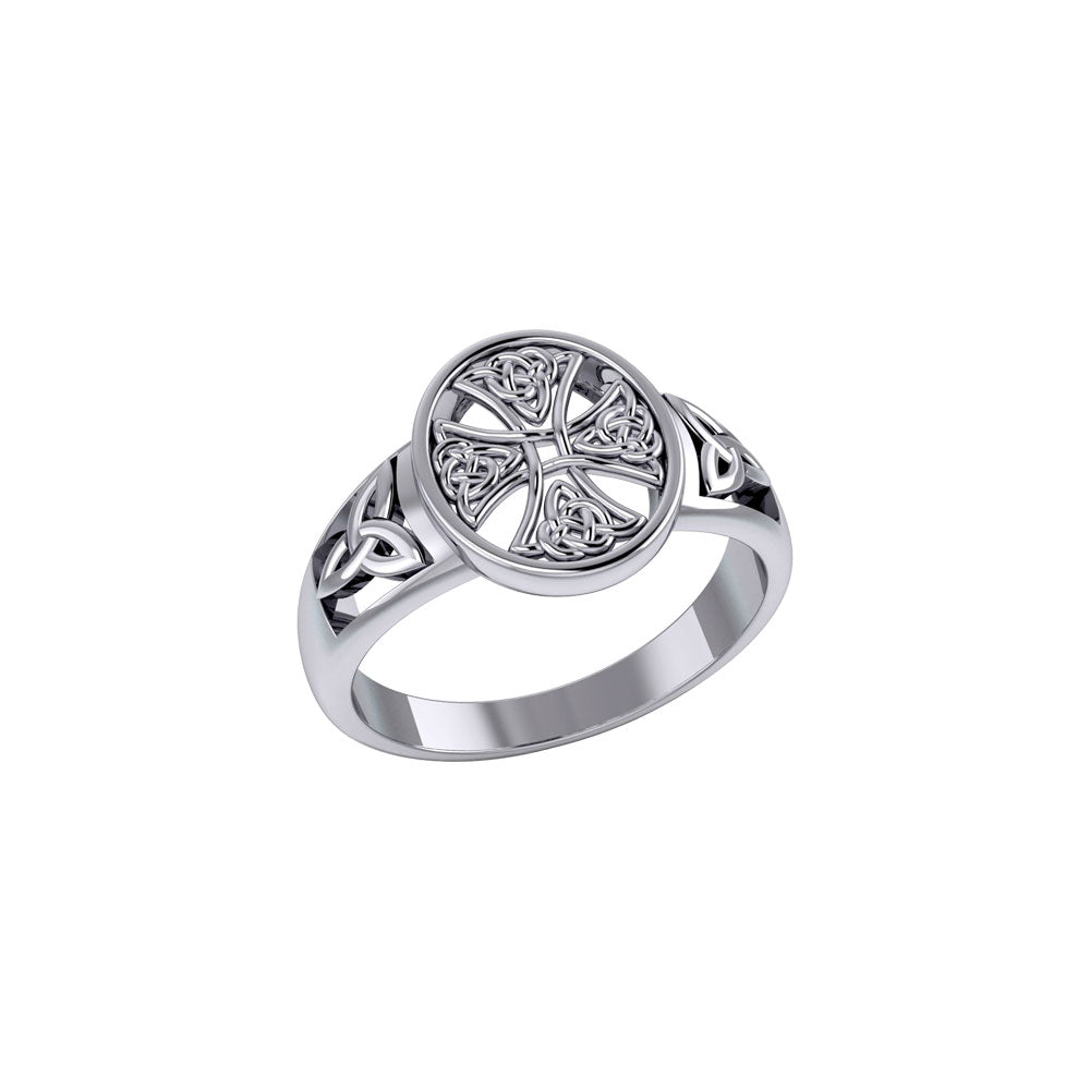 Celtic Cross Silver Ring TRI2292