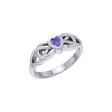 Celtic Knotwork Ring With Heart Gemstone TRI2306 - Jewelry