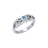 Celtic Knotwork Ring With Heart Gemstone TRI2306 - Jewelry