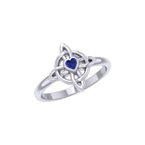 Celtic Four Point Knot Ring With Heart Gemstone TRI2307 - Jewelry