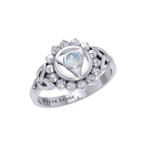 Vishuddha Throat Chakra with Celtic Designs Sterling Silver Ring TRI2339