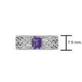 Celtic Knotwork Silver Wedding Ring with Gemstone TRI2361