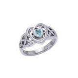 Celtic Knotwork Heart Ring With Heart Gemstone TRI2381 - Jewelry