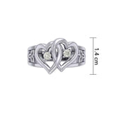 Celtic Double Heart And Trinity With Gemstone Ring TRI2392