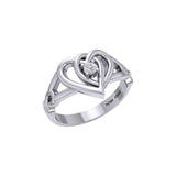 Celtic Double Heart With Gemstone Ring TRI2393