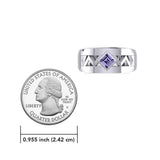The Modern Zigzag Silver Band Ring with Square Gemstone NA Symbol TRI2438 - Jewelry